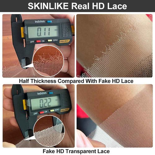 SKINLIKE Real HD Lace Frontal Human Hair Pre Plucked Natural Hairline Invisible Closure Ultra Thin Swiss HD Lace Bleach Knots Closure Human Hair with Baby Hair (5x5 Hd Body Wave, 14 inch)