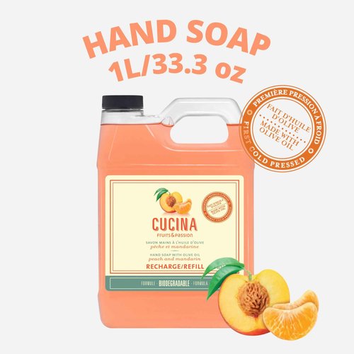 Fruits & Passion Cucina Peach Mandarin Hand Soap, 1-Litre Refill