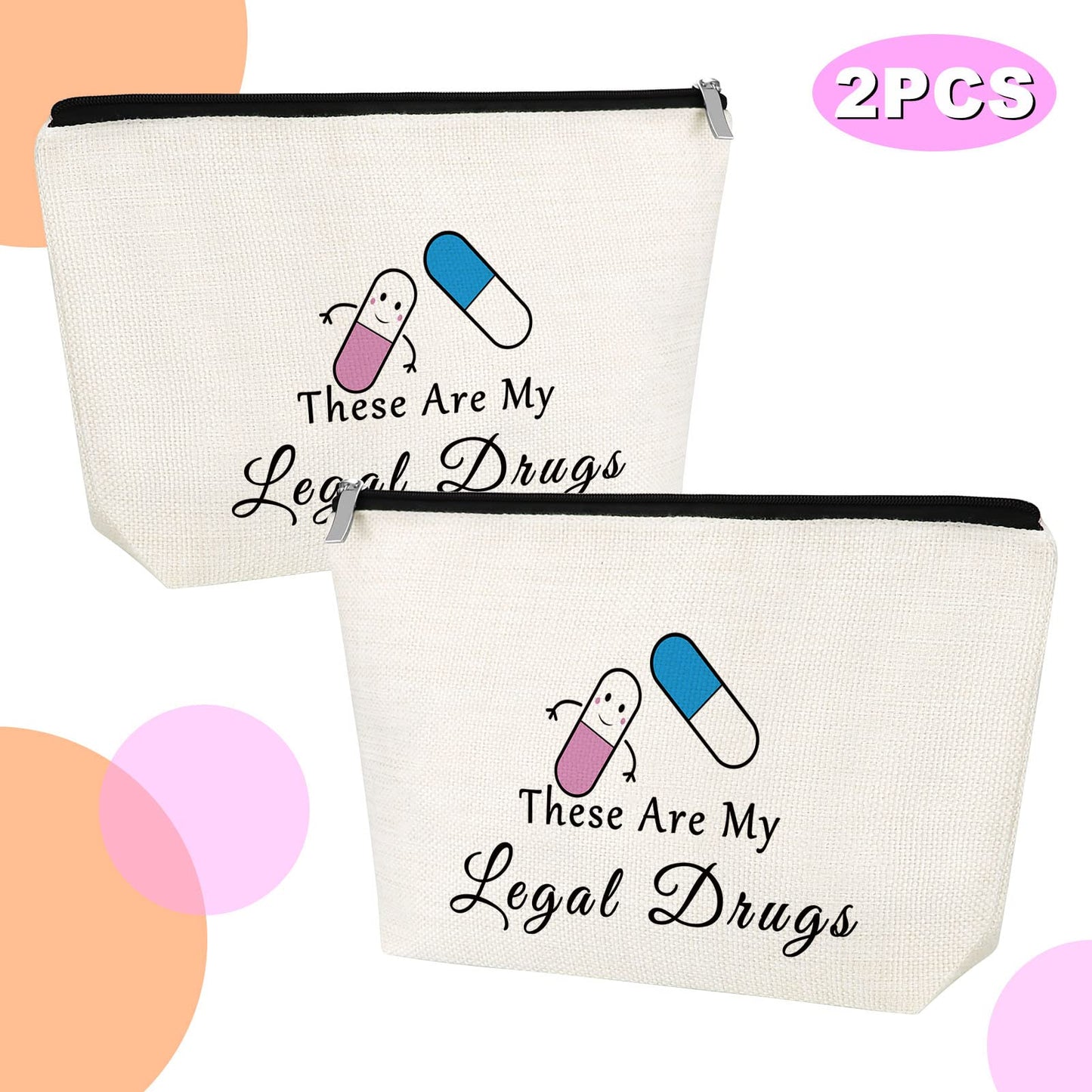 2PCS Nurse Practitioner Gifts Makeup Bags Occupational Therapy Therapist Gifts Thank You Gift for Nurse Doctor Gift Medicine Cosmetic Pill Bag Patient Birthday Gifts for Women Mom Sisters Daughter