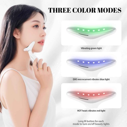 Sveekery 3-in-1 Facial Sculptor with Red Light Therapy, Microcurrent & Vibration Massager, Portable Anti-Aging Device for Face and Neck Care, Wrinkle Reducer Face Lift Tool (White)