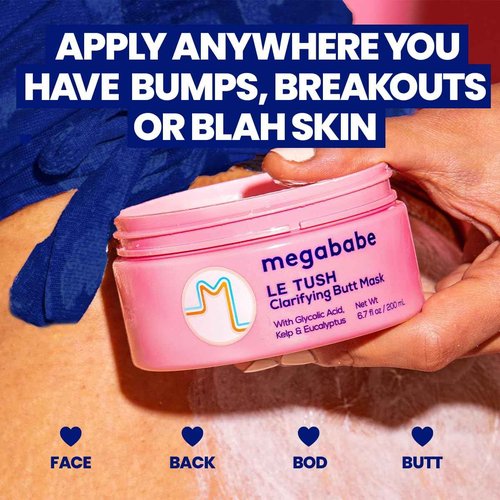 Megababe Butt & Body Acne Mask - Le Tush | Clarifying, Exfoliating & Hydrating | 6.7 fl oz