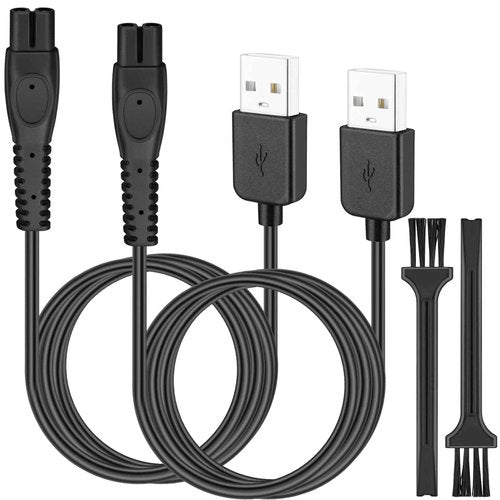 BENACES 3Ft Shaver Charger Cord, 2 Pack 5V Electric Shaver USB Charging Cable, 24AWG Trimmer Razor Power Cord with Fishbone-Reinforced Cable Boot Design, for Philips Norelco Shaver QP2724, QP2834