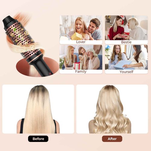 Thermal Brush-Blowout brushs,10 Temperatures LCD Display Upgrade to 400°F 1.5 in Heated Round-Brush Curling Iron Heated Ceramic Tourmaline Ionic Comb 110-240V Volum for Any Hair Type