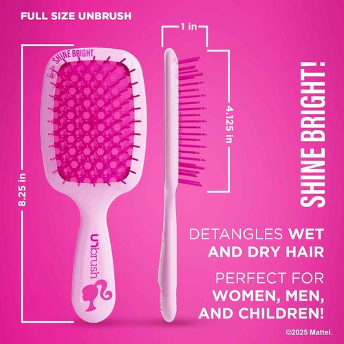 UNbrush Barbie Detangling Brush Duo - Shine Bright - Pink