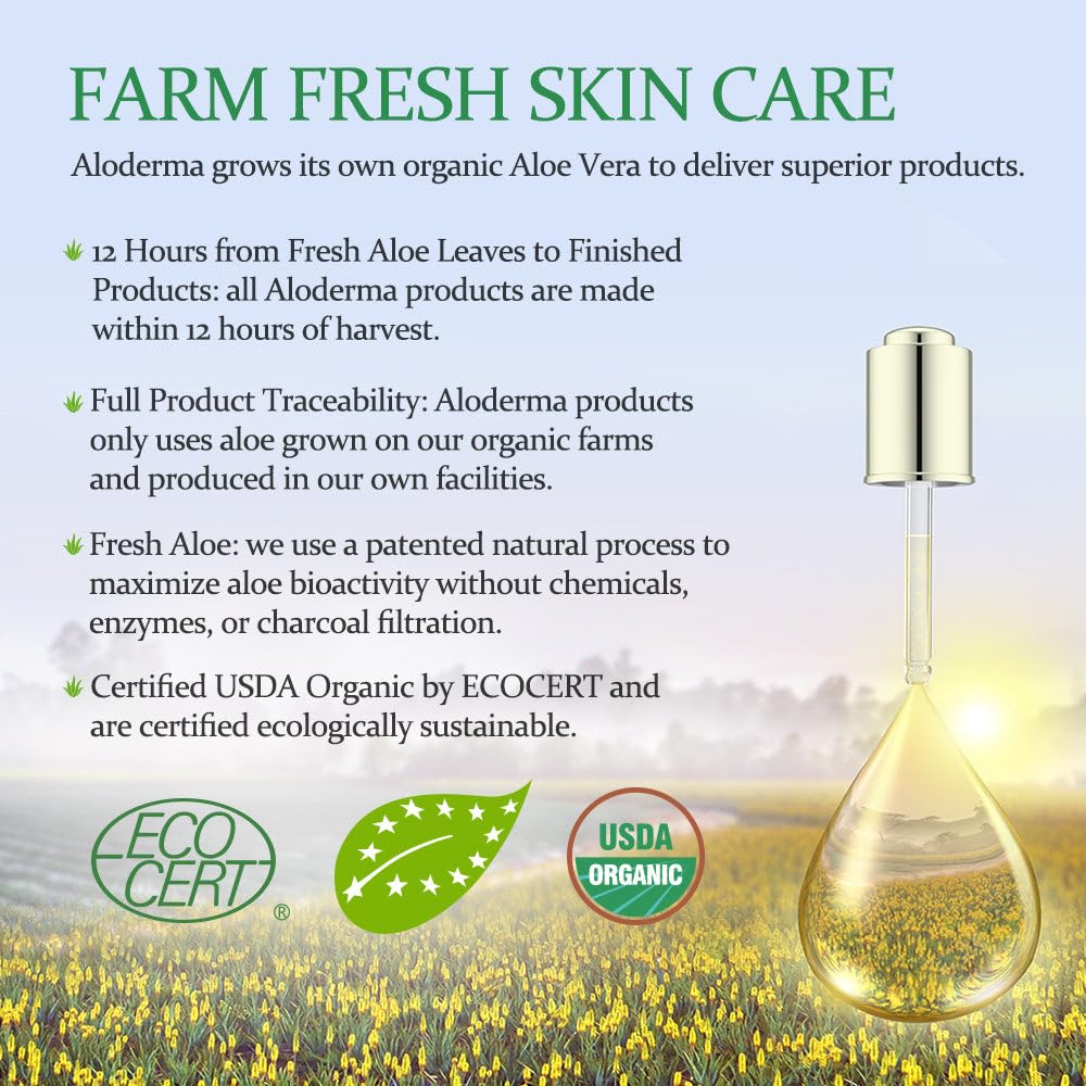 Aloderma Hydrating Face Cream for Dry Skin Made with 70% Organic Aloe Vera - Natural Hydration with Hyaluronic Acid & Arginine - Nourishing Aloe Vera Face Cream - Moisturizing Dry Skin Cream, 1.7oz