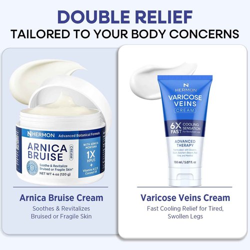 Hermon Arnica Bruise Cream: Reduce Bruising & Swelling on Thin Skin - Arnica Montana with Vitamins K, C & E–Hydrating Moisturizer for Face 4 oz