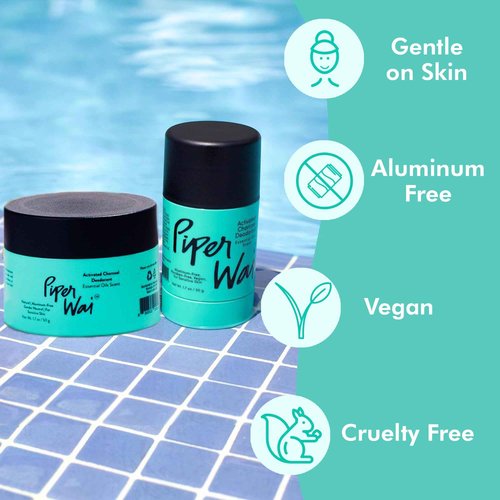 PiperWai Natural Deodorant w/Activated Charcoal | Odor Protection, Vegan, Aluminum Free, Shark Tank Product for Women & Men | Great for Travel, & Gifts | Scented Jar & Scented Stick Combo
