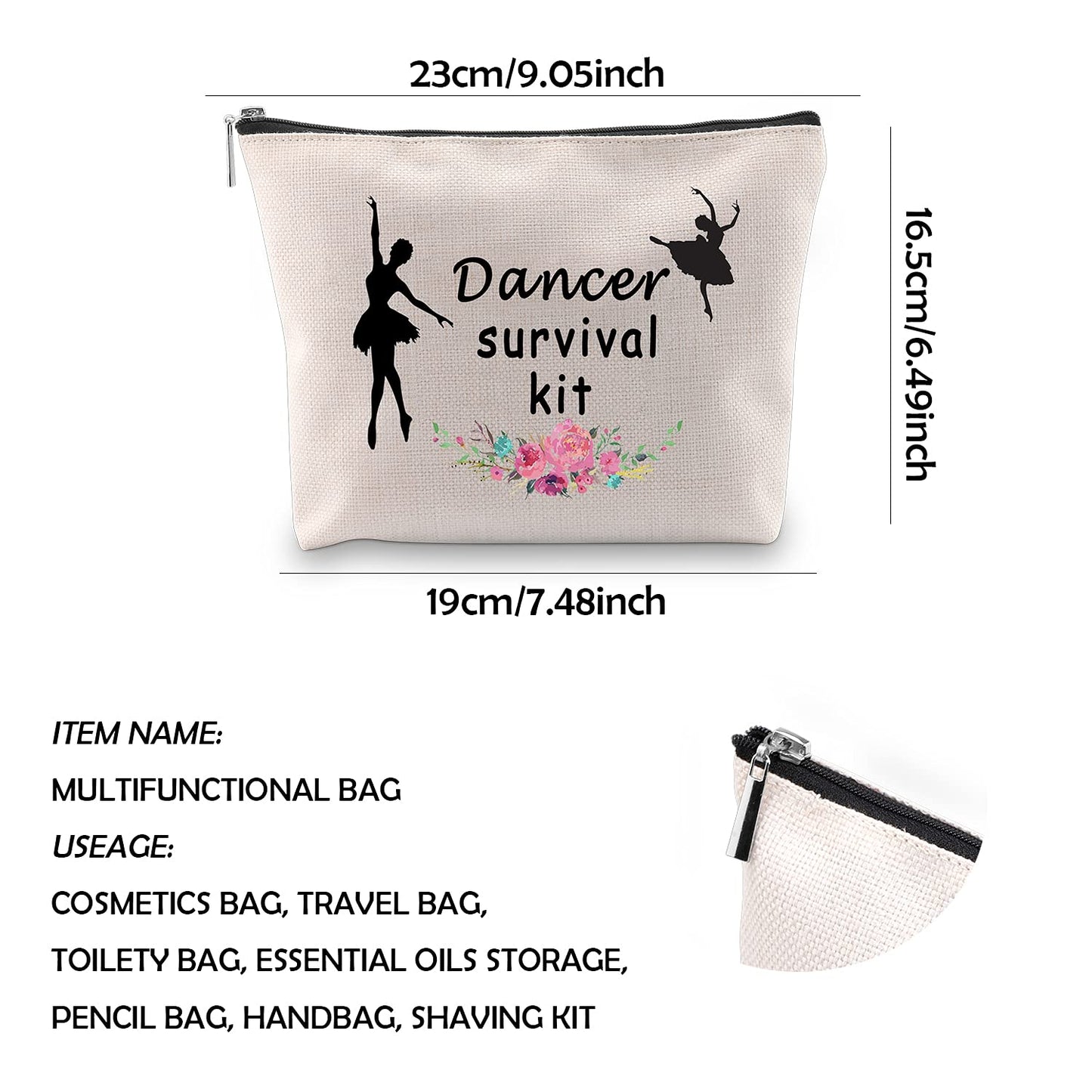 WCGXKO Dancer Survival Kit Dancer Gift Zipper Pouch Makeup Bag for Dance Instructor Dance Recitals and Dance Teams (Dancer Survival)