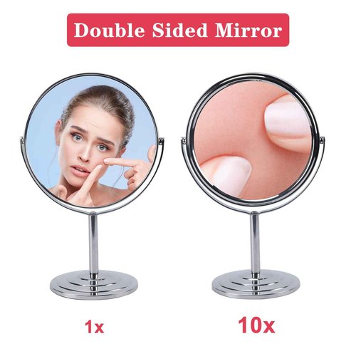 Schliersee 10X Magnifying Makeup Mirror, 8 inch Double Sided Tabletop Mirror, 1X/10X Magnification Standing Swivel Desk Mirror for Dresser Bathroom Bedroom, for Women Girl Gifts