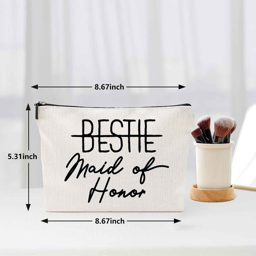 Vancsenia Bestie Maid of Honor Gift for Bridesmaid,Bachelorette Party Wedding Gifts for Besties Friends Makeup Bag Purse Cosmetic Bag for Women