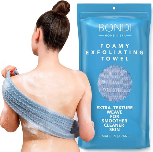 BONDI Exfoliating Washcloth - Perfect Stocking Stuffer - Extra Long - Perfect for Back Scrubbing - Made in Japan