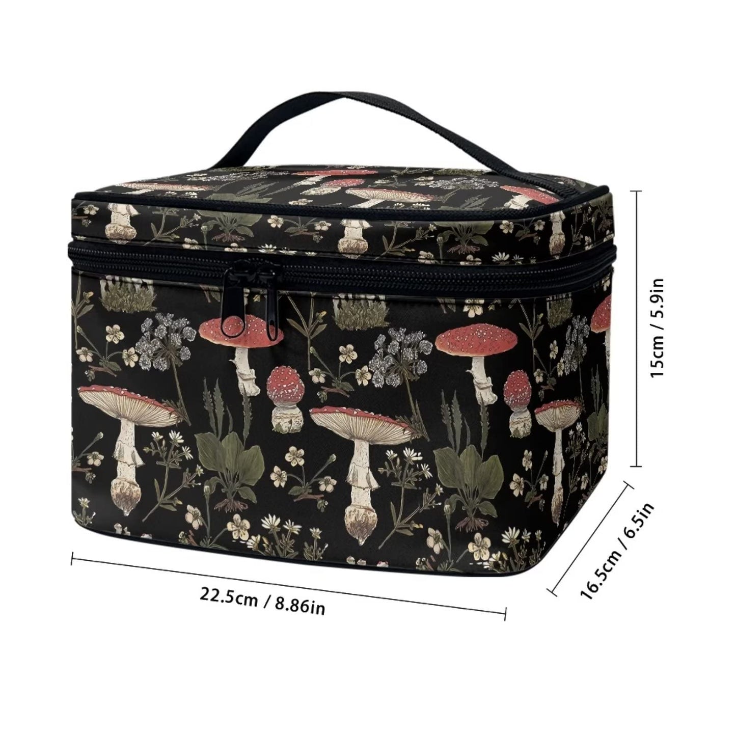 JoyLamoria Brown Mushroom Travel Makeup Bag Cute Brush Bag Toiletry Bag for Women