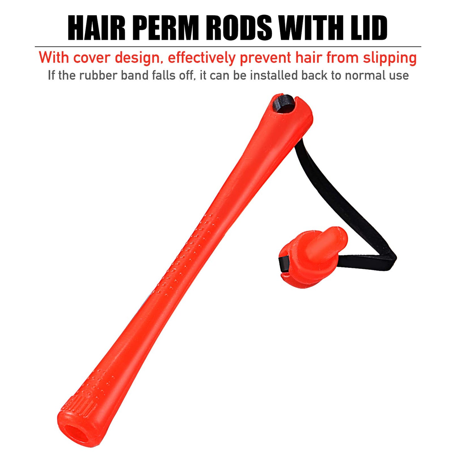 100 Pieces Hair Perm Rods Non-Slip Hair Rollers Plastic Cold Wave Perming Rods with Elastic Rubber Band Short Curlers Rod for Hairdressing Styling (Red,0.2 Inch)