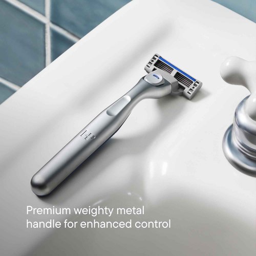 HARRY'S PLUS: Shaving Kit for Men – Gift Box with Premium Handle, 5 Razor Blade Cartridges, 2 oz Foaming Shave Gel & Travel Cover, Advanced Pivoting System – Clay