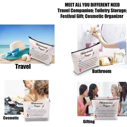 JYTAPP Phlebotomist Prayer Cosmetic Makeup Bag for Women Nurse Lab Gifts Waterproof Polyester Toiletry Makeup