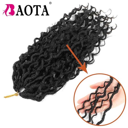 BAOTA Goddess Locs Crochet Hair 18 Inch 7 Packs New Goddess Faux Locs Crochet Hair for Black Women River Locs with Curly Ends (18Inch (Pack of 7), 1B#)