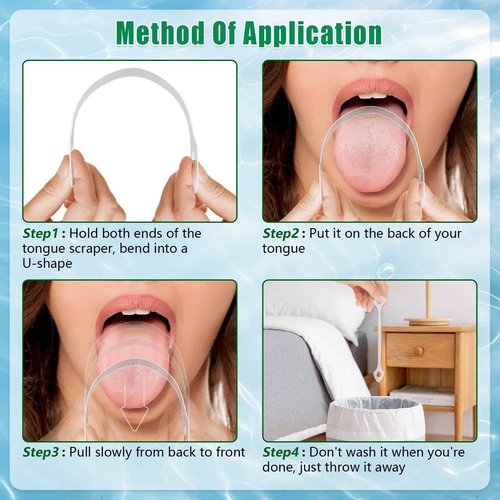 100 Count Disposable Tongue Scraper, Plastic Tongue Cleaner for Adults and Kids, Tongue Scrubber for Oral Care, Promote Fresh Breath