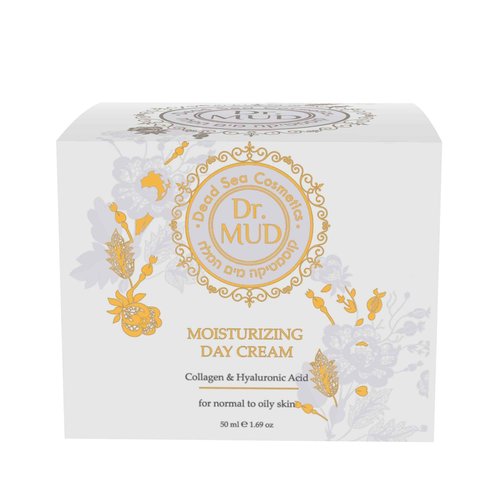 Dr. Mud Moisturizing Day Cream – Daily Face Cream with Dead Sea Minerals, Hyaluronic Acid, Collagen & Natural Plant Extracts – Paraben Free Anti-Aging Facial Moisturizer for Normal to Oily Skin, 50ml