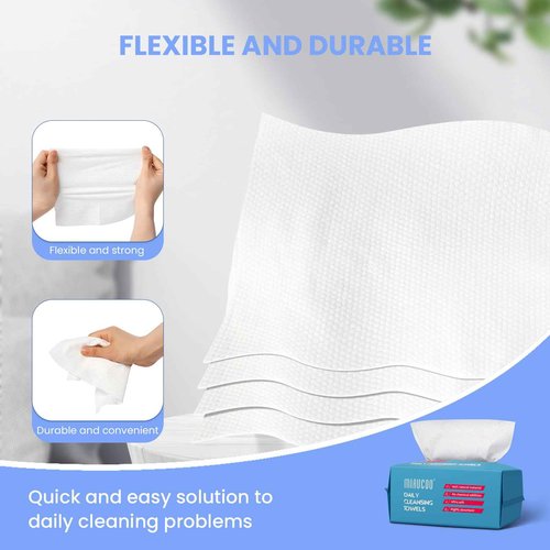 Mirucoo 100 Sheet Daily Cleansing Towels Ultra Soft Dry Wipes for Sensitive Skin Disposable Facial Washcloths 100% Organic Viscose (Pack of 6)