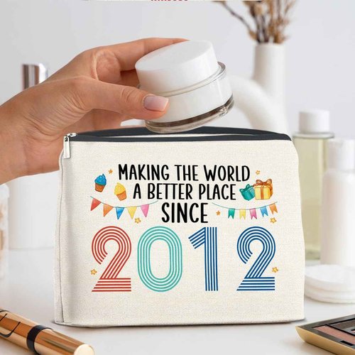 YeleY 13rd Birthday Gifts for Her, 13 Year Old Gifts Makeup Bag, 2012 13rd Birthday Gift Ideas for Daughter, Niece, Sister, Friend, Cosmetic Bag for Valentine's day, Christmas