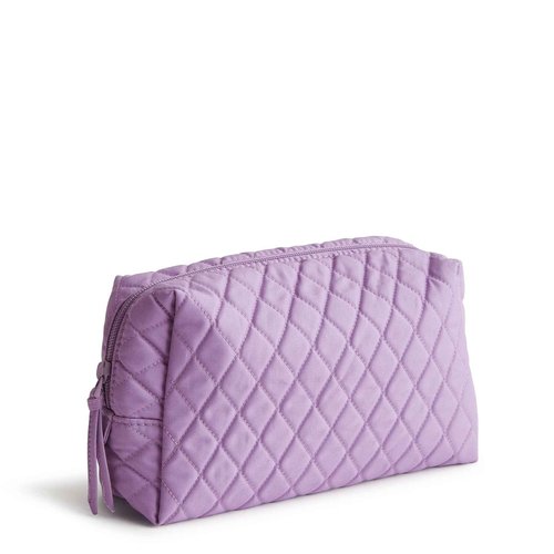Vera Bradley Women's Premium Cotton Medium Cosmetic Makeup Bag, Purple Rhapsody, One Size