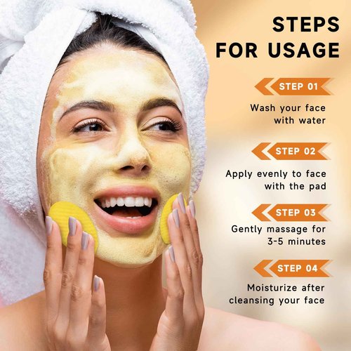 Pumkot Turmeric Kojic Acid Cleansing Pads, Turmeric Face Scrub Pads Enriched with Kojic Acid, 80PCS