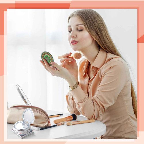 Thyle 6 Pcs Painting Compact Mirror DIY Painting Pocket Portable Folding Purse Mirror with Magnification Diamond Art Kits for Women Gifts
