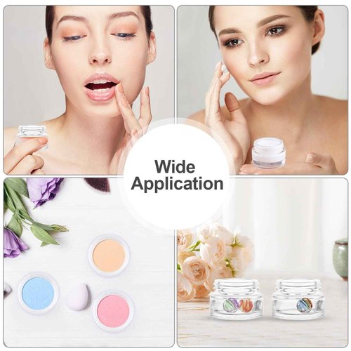 12 Pcs 5g Glass Cosmetic Jars Refillable Clear Cream Bottle Containers Empty Sample Vials Jar with Rose Gold Lid for Eye Cream Lotion Ointments Lip Balm Scrub