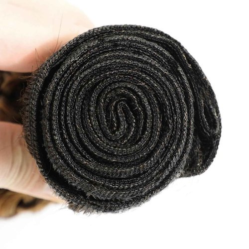 Leruikair Human Hair Bundles 14 16 18 Inch Jerry Curly Wave Human Hair Bundles Omber Chocolate Brown T1B/30 Unprocessed Brazilian Soft Quick Weave Hair for Black Women
