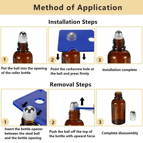 HEYLEAYAR 100ML Roller Bottles for Essential Oil, 3 Pack Empty Amber Glass Roller Bottle for Perfume Oil, Roll on Bottles with Stainless Steel Roller Balls, Opener, Funnel and Dropper