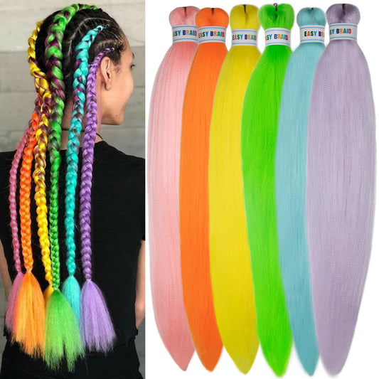 Braiding Hair Pre Stretched Colored Braiding Hair Extensions for Braids 26inch 6pcs Ez Braid Prestretched Multicolor Braid Hair