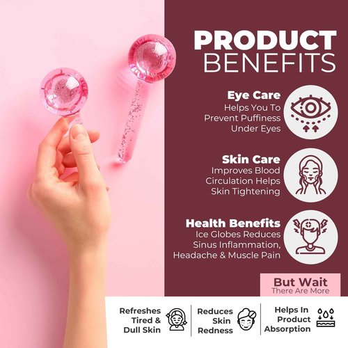 Ice Globes for Face 2Pcs – Enhancing Daily Beauty with Ice Globes for Facials, Skin Tightening & Anti-Aging – Perfect Facial Ice Globes for Reduction of Puffiness & Wrinkles of Face, Neck & Eyes–Pink