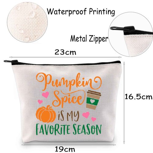 MNIGIU Pumpkin Spice Makeup Cosmetic Bag Pumpkin Spice Is My Favorite Season Autumn Coffee Lover Gift Zipper Pouch (Pumpkin bag)
