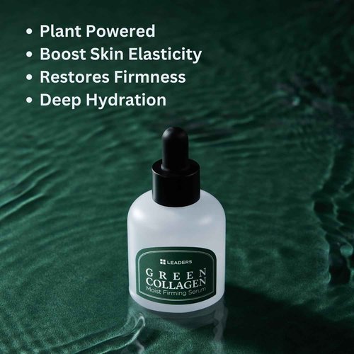 Leaders Green Collagen Moist Firming Serum – Vegan Plant-Powered Anti-Aging, Skin Firming, Hydration, Improves Elasticity, Repairs Skin Barrier, Phyto-Lacto Collagen, Suitable for Sensitive Skin 30ml
