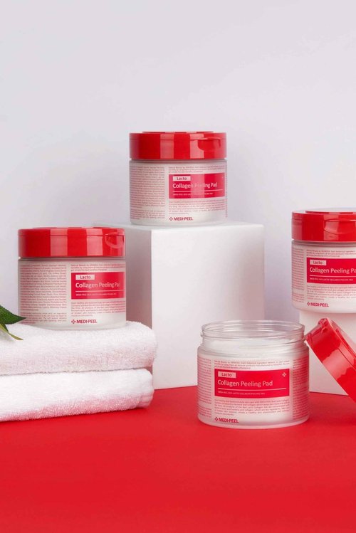 [MEDI-PEEL] Red Lacto Collagen Peeling Pad 70Count | Exfoliating & Cleansing Pad with Collagen, Anti aging, Soothing, Healing, Moisturizing | Korean Skincare, For All Skin Types