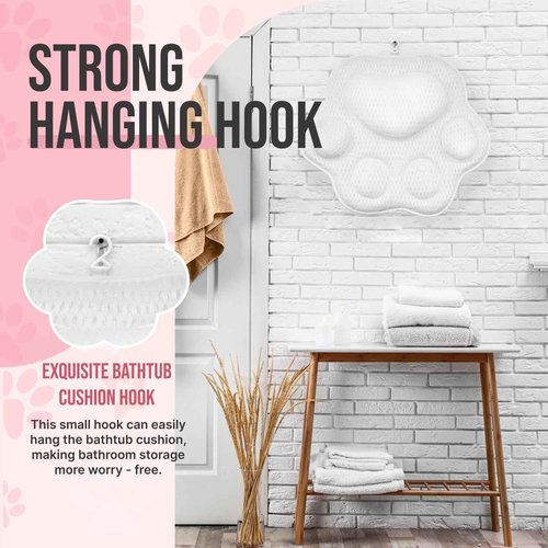 NdtPanopsia Cute Cat Paw Bath Pillow | Ergonomic Spa Cushion with Non-Slip Design | Quick-Drying, Supports Head, Neck & Back | Unique Gift for Women