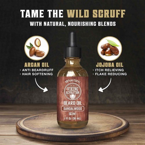 Viking Revolution Ultimate Conditioner for Men's Beard Grooming - Softens, Smoothes and Soothes Beard Itch- Contains Wash, Conditioner, Oil, Balm and Comb- Sandalwood Scent