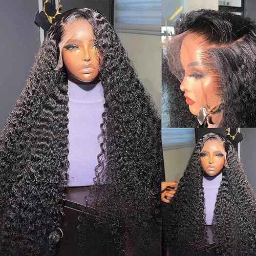 13x6 lace Front Wigs Human Hair 180% Density Water Wave Lace Front Wigs Human Hair Pre Plucked HD Transparent Lace Frontal Wigs Wet and Wavy Wigs Human Hair 24 inch