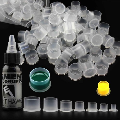 Denergy Tattoo Ink Caps with Base - Assorted 300pcs Clean Ink Cup for Tattoo Permanent Makeup Pigment Container - Tattoo Accessories, Ink, Supplies (#25#20#17)