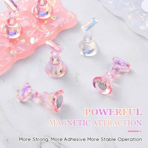 Etercycle Nail Stand, 2 Set Nail Holder For Painting Nails, Magnetic Press On Nail Kit Nail Tech Must Haves Practice Acrylic Nail Art Tools for Home DIY Salon Nails Display with 96 Pcs Sticky Putty
