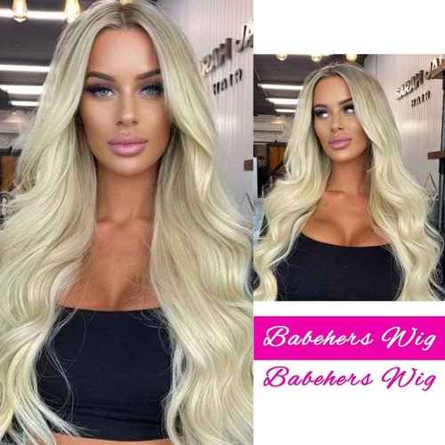 BABEHERS Blonde Lace Front Wig for Women 13x4 Body Wave Synthetic Wig Omber Pre-plucked Long Wavy 150% Density Natural Heat Resistant Hair Daily Use 26 Inch