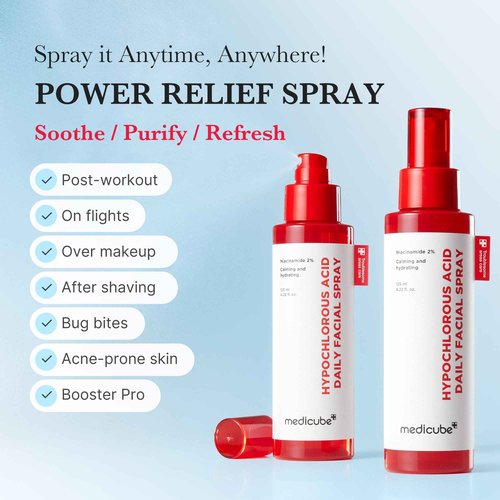 medicube Swipe & Spray Red duo for Troubled Skin: Red Succinic Acid Panthenol Facial Peeling Pads and Power Soothing Spray