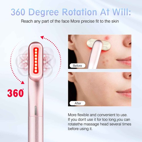 Red Light Therapy for Face, 4 in 1 Facial Wand for Anti-Aging, Anti-Wrinkle, Face Neck Light Therapy Wand, Skin Care Tool at Home, with Travel Carrying Case, One-Button Start