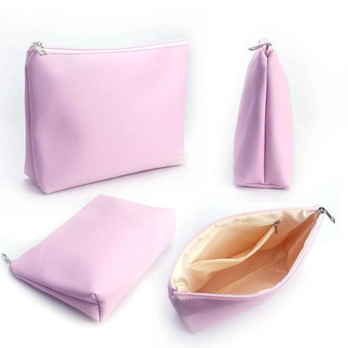 AGBIADD Travel Makeup Bags Set, 3-Piece Large Toiletry Organizer, Multi-Size Cosmetic Bags with Zipper (Pink)