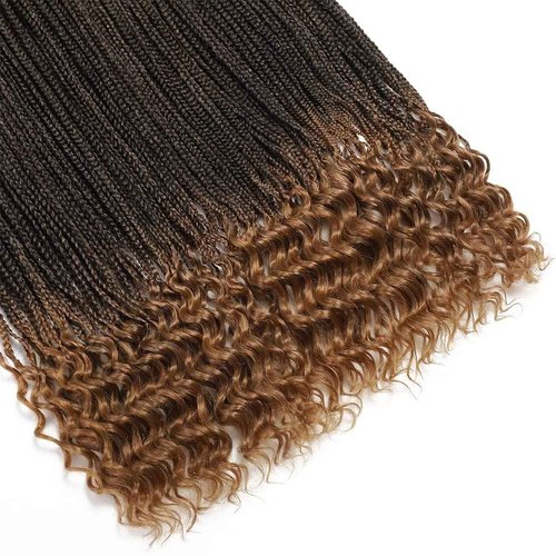 144 Strands Goddess Crochet Box Braids with Curly Ends 30 Inch Pre Looped Box Braids Crochet Hair 8 Packs Curly Crochet Braids for Black Women