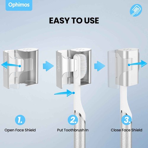 Ophimos 4 Count Aluminum Alloy Toothbrush Cover Caps for Family, Travel Toothbrush Covers Long-lasting Toothbrush Head Caps for Most Electric/Manual Brushes,Silver-Pink-Blue-Black