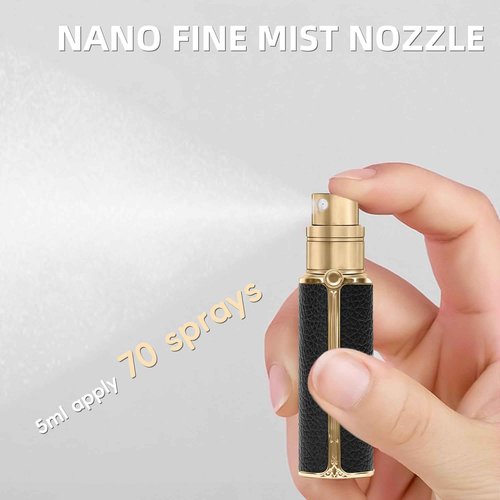 muilsae BF00BKS Leather Perfume Bottle 5ml – Bottom-Fill Refillable Dispenser, Leak-Proof & Portable for Men & Women, Ideal for Travel, Gifting & Daily Use (BKS)