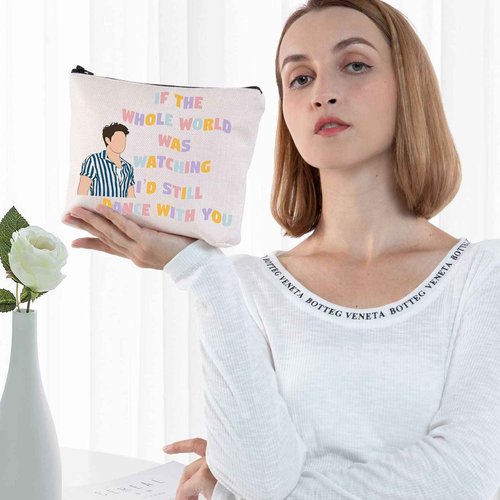 BWWKTOP Singer Lyrics Makeup Bag Singer Album Gifts If The Whole World Was Watching I'd Still Dance With You Makeup Zipper Pouch Bag (If the Whole)