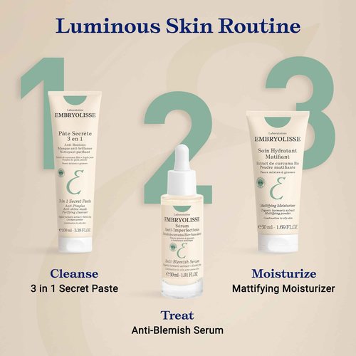 Embryolisse 3 in 1 Anti-pimples & Acne Treatment - Multipurpose Clay Mask to Control and Clear Breakouts - For Oily to Combination Skin, Paraben Free, Oil Free & Non-Comedogenic, 3.38 Fl Oz
