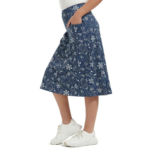 NOOYME 28" Skorts for Women with 3 Pockets Modest Knee Length Athletic Midi Skirts (Medium,Navy)